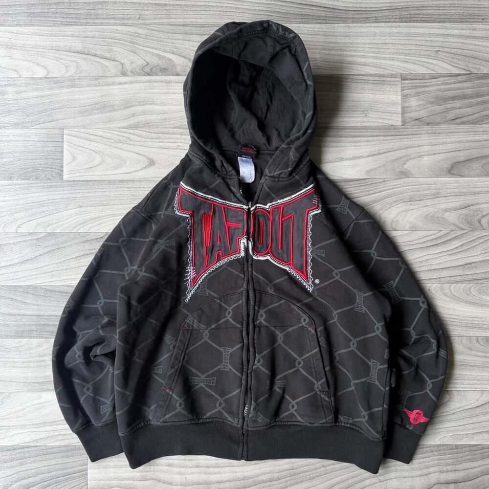 Tapout Zip Up Hoodie Youth XL Black Chain Link Y2K Graphic